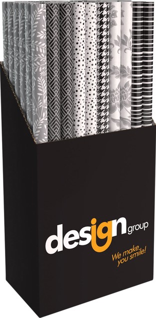 Montgomery Vast en zeker Verborgen Inpakpapier Design Group 200x70cm zwart wit assorti bij Masco  kantoorartikelenexpress